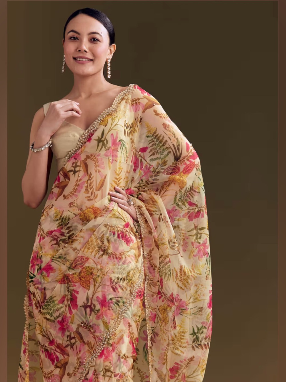 Floral Organza Saree Ready To Wear